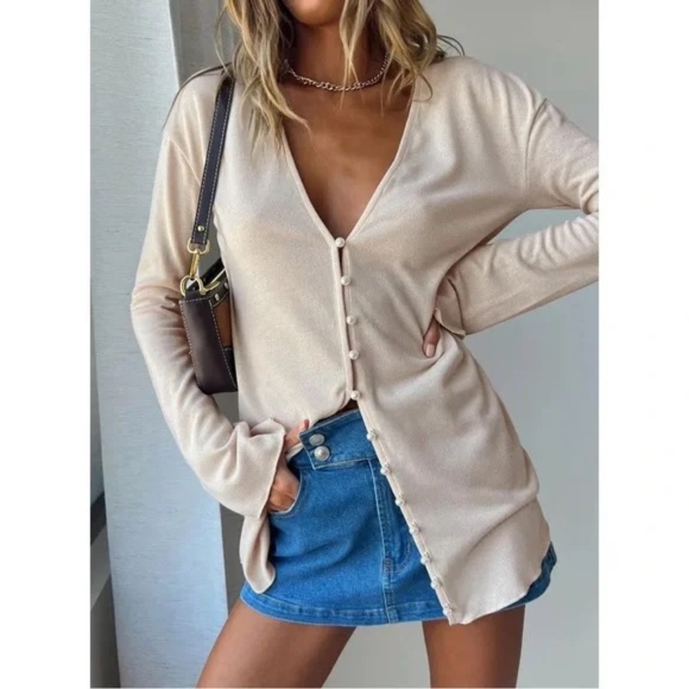 Princess Polly Cream Button-Up Cardigan